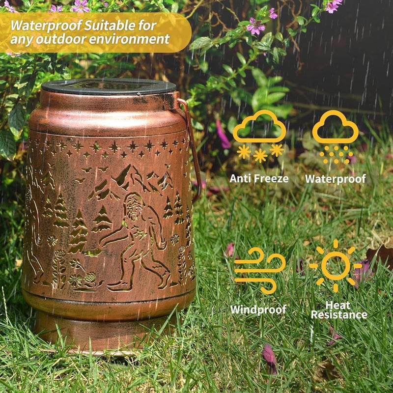 KIKUSUI Solar Bigfoot Lanterns Outdoor Waterproof Hanging, Sasquatch Gifts for Mom Women Dad Men, Metal Decorative LED Lanterns for Yard, Patio, Lawn, Tabletop, Pathway, Landscape, Garden Decor - Image 4